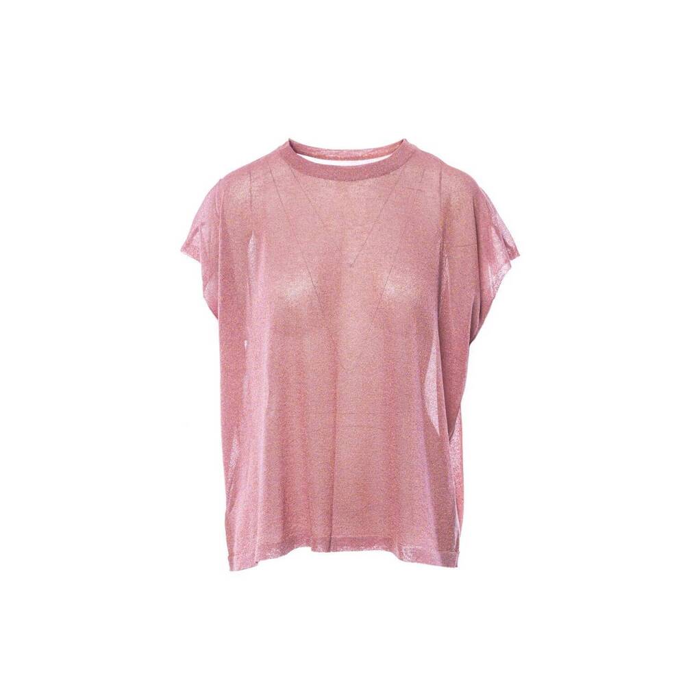 NEW ANONYME women's lurex knitwear blouse in nude